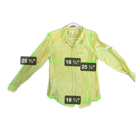Caslon‎ Collard Long Sleeve Button Up Shirt Women's L Lime Green Lagenlook Sheer - Picture 5 of 5